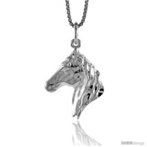 Sterling Silver Horse Head Pendant, 3/4 in Tall -Style  - £35.59 GBP