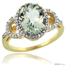 Size 7 - 14k Yellow Gold Diamond Halo Amethyst Ring 2.4 ct Oval Stone 10x8 mm,  - £658.78 GBP