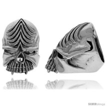 Sterling silver gothic biker skull ring 1 3 8 in wide thumb200