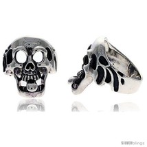 Size 12 - Sterling Silver Gothic Biker Skull Ring with Tongue Sticking out, 1  - $107.69