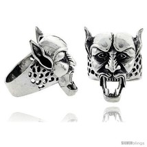 Size 13 - Sterling Silver Demon Gothic Biker Skull Ring, 1 1/4 in  - $141.10