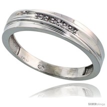 Size 8 - 10k White Gold Men&#39;s Diamond Wedding Band, 3/16 in wide -Style  - £218.47 GBP