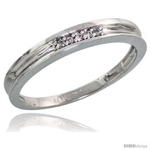 Size 9 - 10k White Gold Ladies&#39; Diamond Wedding Band, 1/8 in wide -Style  - £180.33 GBP