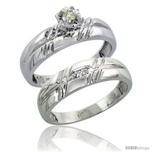 Size 6 - 10k White Gold Ladies&#39; 2-Piece Diamond Engagement Wedding Ring Set,  - £425.45 GBP