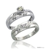 Size 6 - 10k White Gold Ladies&#39; 2-Piece Diamond Engagement Wedding Ring ... - £425.50 GBP