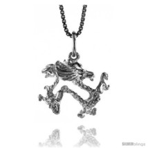 Sterling silver chinese zodiac pendant for year of the dragon 1 2 in tall thumb200