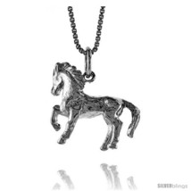 Sterling silver chinese zodiac pendant for year of the horse 3 4 in tall thumb200