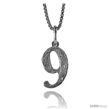 Sterling Silver number 9 Charm, 1/2 in  - £24.31 GBP