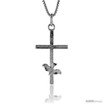 Sterling Silver Dove on Cross ( Peace Sign ) Pendant, 1 1/8  - $34.14