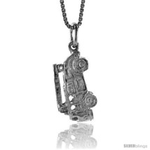Sterling silver fire truck pendant 3 4 in tall thumb200