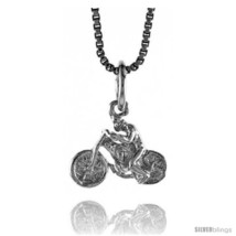 Sterling Silver Small Motorcycle Pendant, 5/16 in  - £23.85 GBP