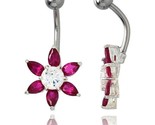 Sunflower belly button ring ruby red cubic zirconia on sterling silver setting thumb155 crop