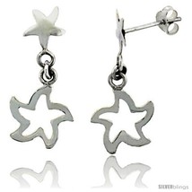 Sterling Silver Starfish Cut Out Dangle Earrings, 1 1/8in  (28 mm)  - $22.14