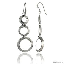 Sterling Silver Graduated Circle Cut Outs Dangle Earrings, 2 1/8in  (53 mm)  - $25.74