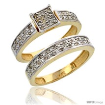 Size 8 - 10k Gold 2-Piece Diamond Engagement Ring Set, w/ 0.24 Carat Brilliant  - £671.83 GBP