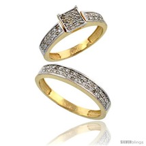 Size 5 - 10k Gold 2-Piece Diamond Ring Set ( Engagement Ring &amp; Man&#39;s Wedding  - £723.04 GBP