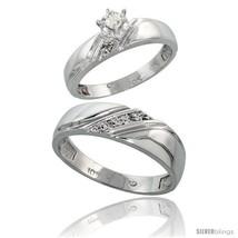 Size 9.5 - 10k White Gold 2-Piece Diamond wedding Engagement Ring Set for Him &amp;  - £519.75 GBP