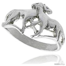 Size 8 - Sterling Silver Double Horse Ring Polished finish 7/16 in  - £19.63 GBP