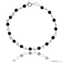 Length 16 - Sterling Silver Natural Garnet Bead Necklace Bracelet Anklet 4 mm  - £25.67 GBP