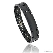 Ceramic black id bracelet magnetic therapy 7 16 in wide thumb200