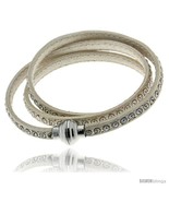 Surgical Steel Italian Leather Wrap Massai Bracelet Swarovski Crystal in... - £56.12 GBP