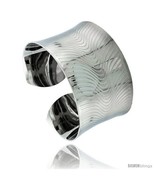 Stainless Steel Cuff Bangle Bracelet Concaved Laser Etched Swirl Stripes... - £22.86 GBP