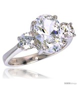 Size 8 - Sterling Silver 4.0 Carat Size Oval Cut Cubic Zirconia Bridal  - £46.09 GBP