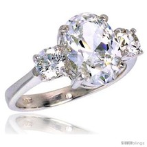 Sterling silver 4 0 carat size oval cut cubic zirconia bridal ring thumb200