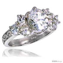 Size 8 - Sterling Silver 2.5 Carat Size Oval Cut Cubic Zirconia Bridal  - £65.89 GBP