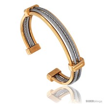 High Quality Stainless Steel Cuff Bangle, 2-Tone, Yellow & Silver, 10mm (3/8  - $21.24