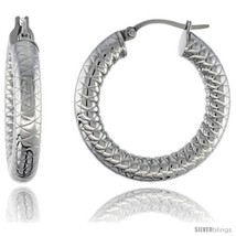 Surgical Steel Tube Hoop Earrings 1 /4 in Round 5 mm Thick Tight Zigzag  - £17.45 GBP