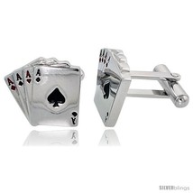 Stainless Steel Cufflinks with the 4 Aces 3/4 x 3/4  - £31.05 GBP