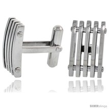 Stainless Steel Cufflinks with 5 Bars, 3/4 x 1/2  - £29.28 GBP