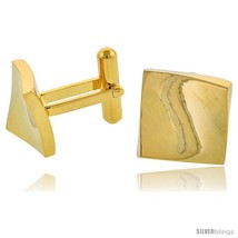 Stainless Steel Square Gold Plated Cufflinks with Flared Corners, 5/8 in... - $37.37