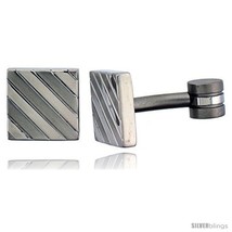 Stainless Steel Square Shape, Cufflinks Striped  - £22.42 GBP