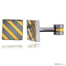 Stainless Steel Square Shape Cufflinks, with Gold Color  - £23.60 GBP