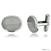 Stainless Steel Plain Oval Cufflinks Satin Finished 3/4 x /8  - £22.42 GBP