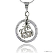 Stainless steel dragon pendant 3 4 in tall w 30 in chain thumb200