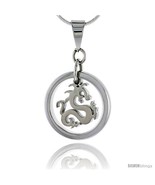 Stainless Steel Dragon Pendant, 3/4 in tall, w/ 30 in  - £14.35 GBP