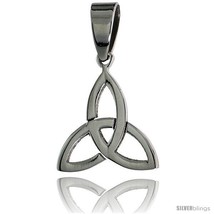 Stainless Steel Celtic Triquetra Holy Trinity Pendant, 5/8 in tall, w/ 30 in  - £13.82 GBP