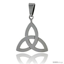 Stainless Steel Celtic Triquetra Holy Trinity Pendant, 7/8 in tall, w/ 30 in  - £13.71 GBP