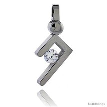 Stainless steel pendant w 4 mm crystal 3 4 in tall w 30 in chain thumb200