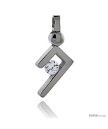 Stainless Steel Pendant w/ 4 mm Crystal, 3/4 in tall, w/ 30 in  - £25.77 GBP