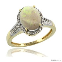 Size 8 - 14k Yellow Gold Diamond Opal Ring 2.4 ct Oval Stone 10x8 mm, 1/2 in  - £562.73 GBP