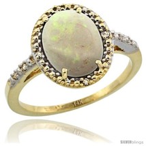 Size 5 - 14k Yellow Gold Diamond Opal Ring 2.4 ct Oval Stone 10x8 mm, 1/2 in  - £406.59 GBP