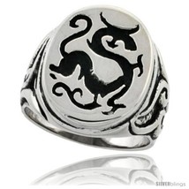 Size 14 - Surgical Steel Biker Ring Chinese Dragon 7/8 in  - $25.50