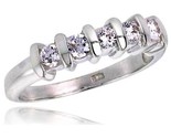 Est quality sterling silver 3 16 in 5 mm wide wedding band brilliant cut cz stones thumb155 crop