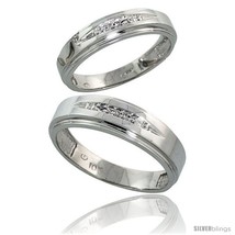 Size 7.5 - Sterling Silver 2-Piece His (6mm) &amp; Hers (5mm) Diamond Wedding Band  - $148.56