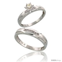 Size 5 - Sterling Silver 2-Piece Diamond Ring Set ( Engagement Ring &amp; Ma... - $133.95
