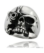 Size 12 - Surgical Steel Biker Ring Cyborg Skull 9/16 in  - £20.38 GBP